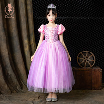 Girls Sophia Princess Dress Summer Childrens Birthday Dress Aisha Purple Little Girl Frozen Dress