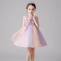Princess dress Girls Puffy yarn 61 childrens dresses Flower girl Rainbow girl performance piano performance suit foreign summer