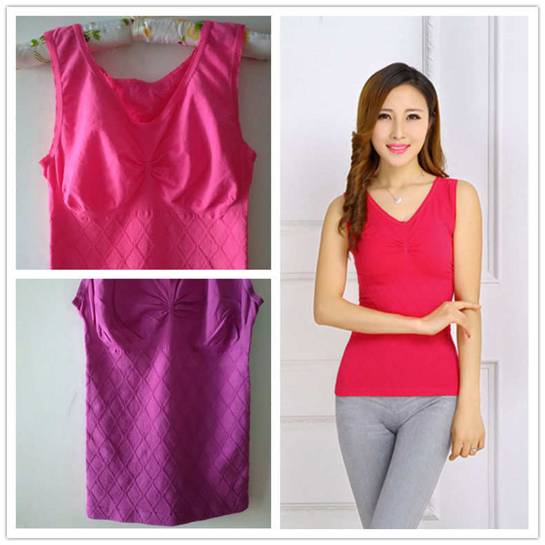 Autumn and winter thin red elastic V-neck cotton tight thermal vest women's slim bottoming shirt underwear thermal top