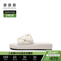 Sashesu new style sandals women Summer outwear genuine leather thick bottom casual flat bottom shoes Ins tide