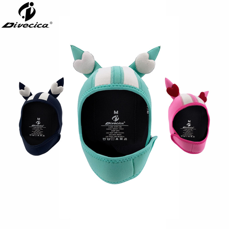 Divecica recommends cute cartoon diving headgear with heart customized diving cap with heart Personalized customization