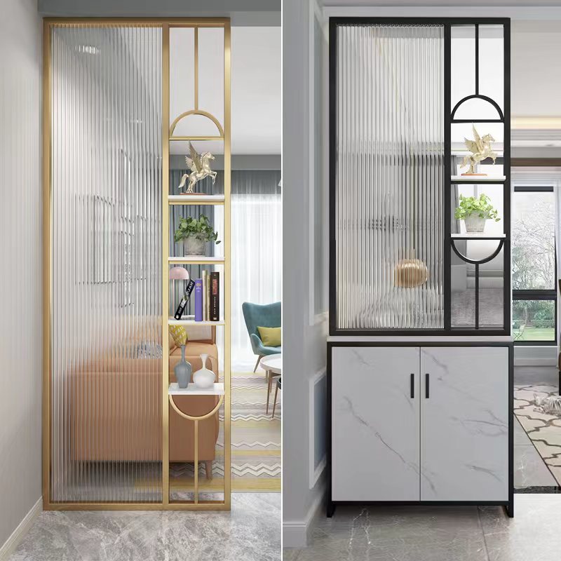 Light extravagant iron art stainless steel Changhong glass screen partition into the family Xuanguan modern minimalist living-room washstand hollowed-out-Taobao