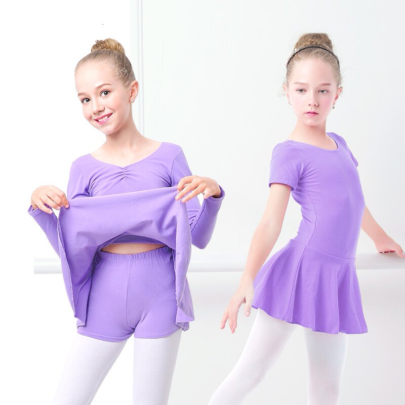 Dance clothing children's girls summer split exercise clothing girls short-sleeved ballet skirt pure cotton dance clothing grade examination clothing
