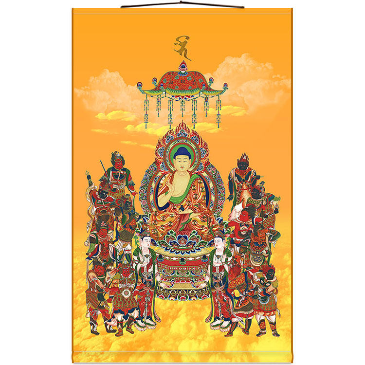 Pharmacist Buddha as a portrait twelve Drug fork Large to paint the Bodhisattva Buddha statue All full Screen Buddha's Silk Cloth Scroll Hung Painting