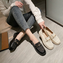 Big Code Women Shoes 2022 Chunqiu Little Fragrant Wind Small Leather Shoes Women Ingléen Wind Flat-bottomed Soft Leather Single Shoes Lefu Shoes 41 1 43