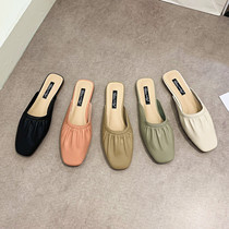 Baotou slippers female outside wearing 2022 new spring and summer lazy people cool trawl red 100 hitch-style semi-tugging women shoes-ins tide