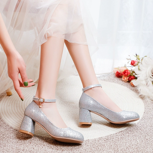 Платье, серебряная обувь для школьников для принцессы, пианино на высоком каблуке, размер, для подружки невесты