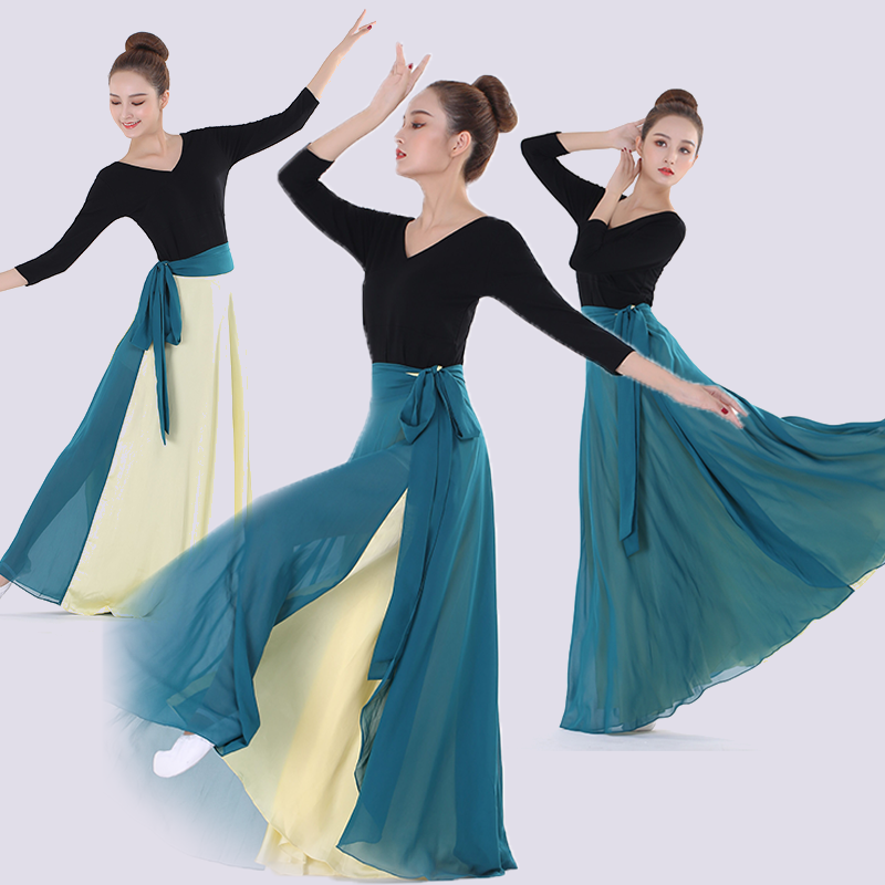 North Korea Dance Practice Skirt dress Double face wearing half-body dress two-tone large pendulum dance dress rehearsal performance Adults-Taobao