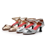 Летняя обувь, танцующие туфли на высоком каблуке, серебряные сандалии