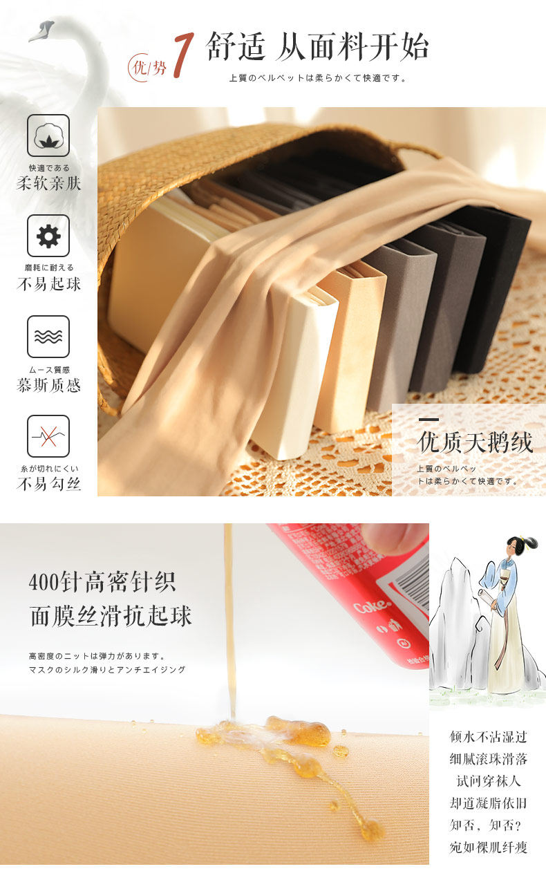 品彩 光腿神器天鹅绒连裤袜打底裤3条 图5