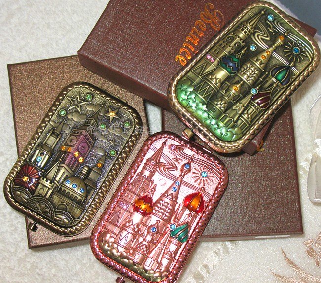 Russian featured castle Double face girls Beauty Makeup Folded Carry-on Birthday Art Gift Little Mirror