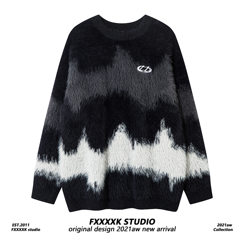 Fxk Original Lazy Style High-End Outerwear Plush Casual Loose Sweater for Men and Women Couples Autumn and Winter Knitwear