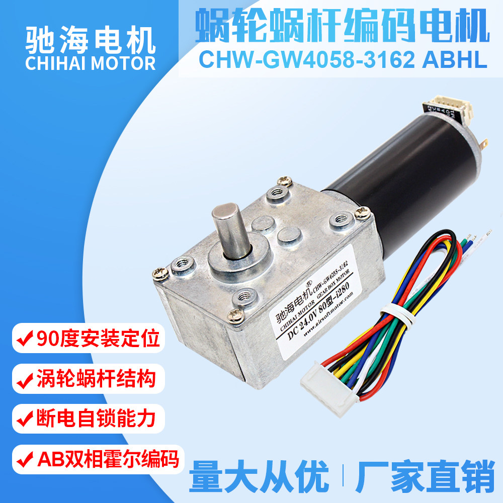 Factory Direct GW405831ZY DC Worm Gear Gear Motor Magnetic Hall Encoder 6V12V24V