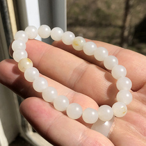 Nouveaux produits dans les ventes et les champs jade stock de graines rond nacre féminin section féminine 8mm Xinjiang graisse de chèvre jade perle de la chaîne de jade certificat de sous-ceinture