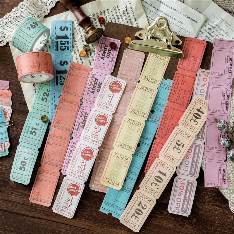 Strangink Retro Bill Series Ripping to Write Functional Adhesive Tape Travel Record Single Side Roll Hand Ledger Decorative Material