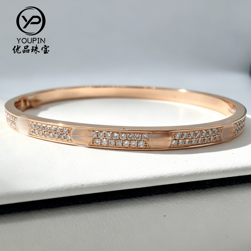 18K Gold Narrow Version Starry Bracelet for Women, Wide Version with Four Diamonds, Six Diamonds, Ten Diamonds, Au750 Inlaid with Natural Diamonds 18K Gold Narrow Version Starry Bracelet for Women, Wide Version with Four Diamonds, Six Diamonds, Ten Diamonds, Au750 Inlaid with Natural Diamonds