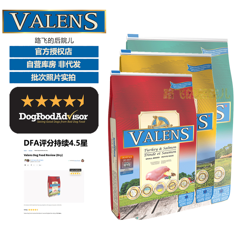 Canada's Valens Grain-Free Dog Food with Chicken, Turkey, and Red Meat, High-Value Mixed Freeze-Dried Formula for Adult and Puppy Dogs