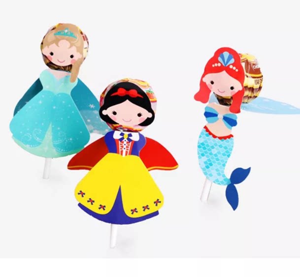30 sets of ice and snow princess mermaid cartoon children's lollipop decorated with cardboard diy baking packaging