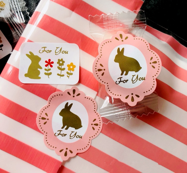 60 FOR YOU cute rabbit sticker New Year gift packaging candy bag seal paste thank you for paying