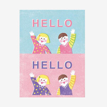 96 pieces hello waving boy and girl cartoon self-adhesive sealing sticker packaging decoration label