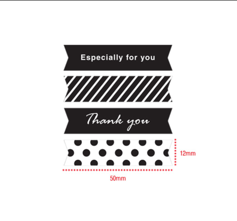 Black thanks to Thank You Strip Dot Seal for baking bag biscuit gift box diy decorative sticker