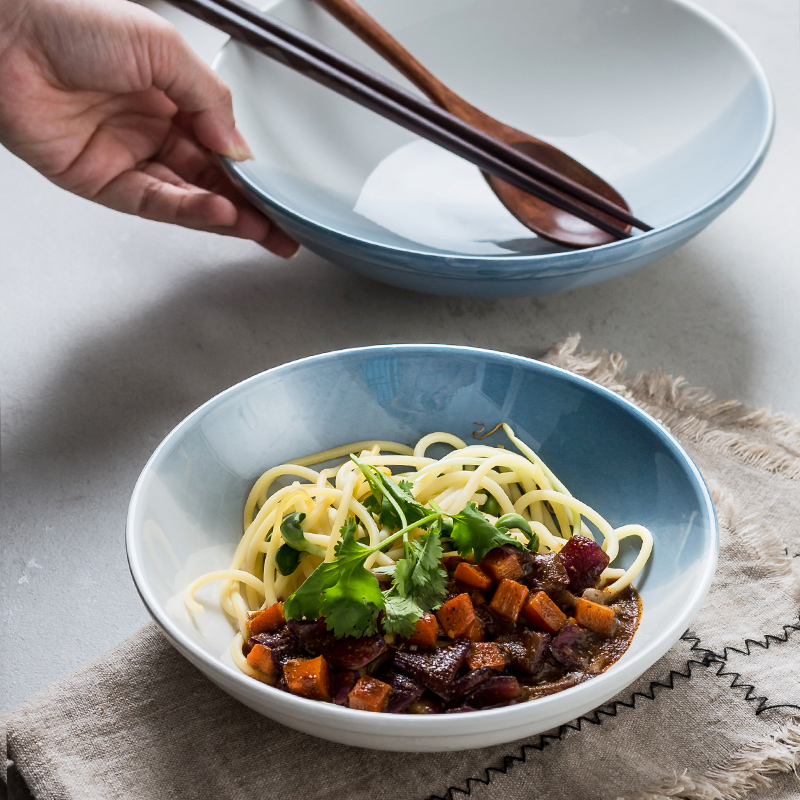 Creative Cutlery Noodle Bowl Rice Bowl Soup Bowl home Ceramic Bowl Salad Bowl Italian Noodle Bowl Brief Personality Round Bowl