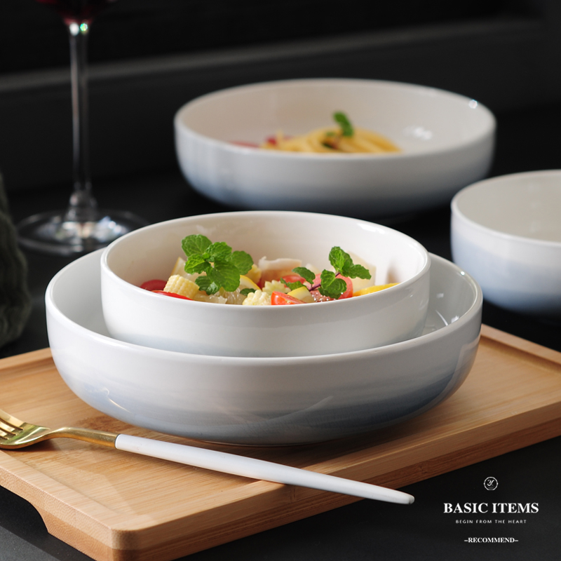 Creative Ceramics Day Style Cutlery Large Soup Bowl with Blister Noodles Bowl Rice Bowl Salad Bowl Individuality Home Deep Dish plate Soup tray Brief