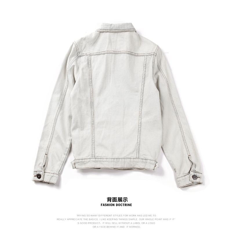 Màu sắc nhẹ nhàng retro denim jacket nam lỏng áo khoác hoài cổ giản dị cũ ngắn dày dày mùa xuân dụng cụ xu hướng quần áo nam - Cao bồi áo nam