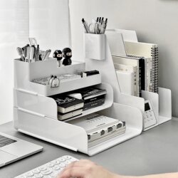 Office File Rack, Simple Multi-Layer Desktop A4 Document Storage Organizer, Shelf, Layered Rack, Data Rack