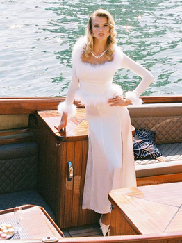 Nanajacqueline thin furry knitted elegant and exquisite low-neck tight long-sleeved waist top for women 25 winter