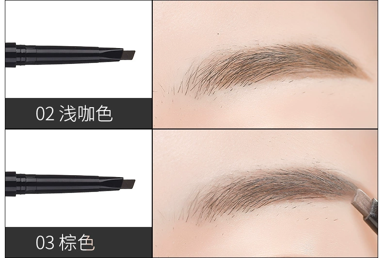 Bút chì kẻ lông mày đôi Magic Star River không sợ nước, không sợ đổ mồ hôi, không sợ trang điểm, cọ lông mày stereo di động - Bút chì lông mày / Bột / Stick bút phẩy sợi lông mày