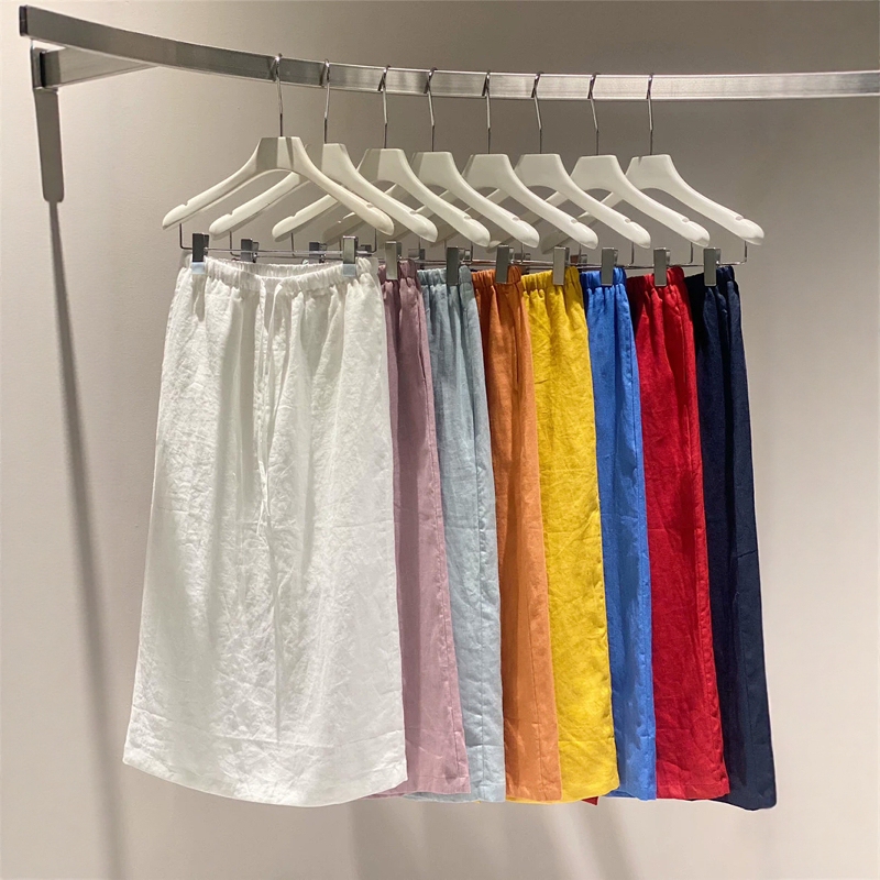 White Linen Midi Skirt for Women, Summer Thin Ramie Cotton Linen Skirt, Super Pretty with Slit and Drawstring A-Line Long Skirt