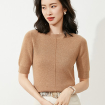 2021 New needle cardiovert round collar short sleeve female loose sleeve head half sleeve undershirt woman with thin blouses