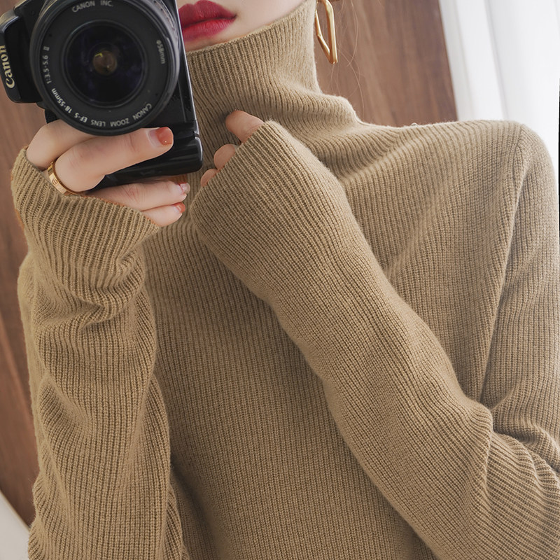 High collar cover head long sleeve sweater women's autumn winter new beating undershirt thickened warm inner hitch-shirt pure color woman