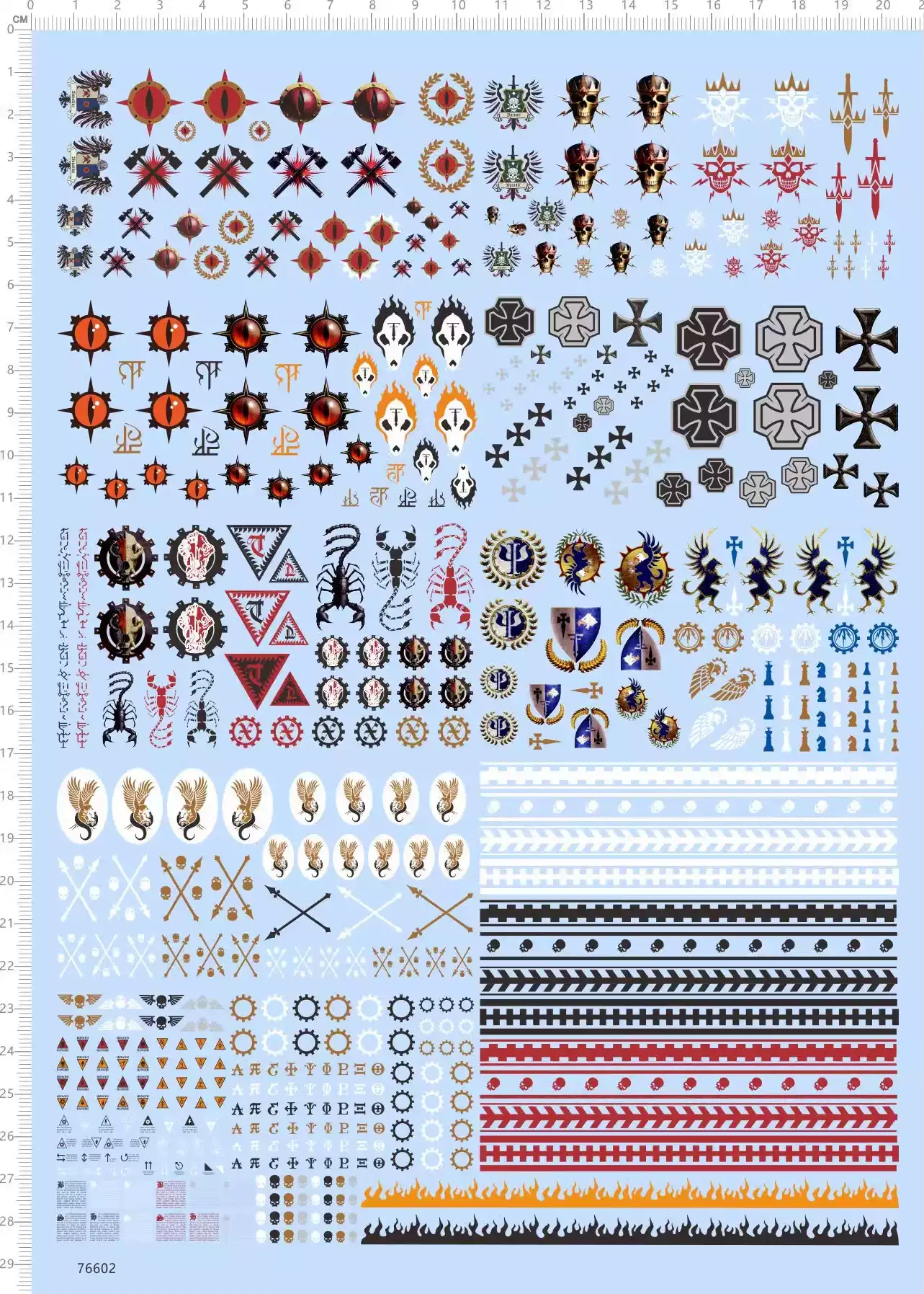 军事模型战棋桌游/荷鲁斯之乱/骷髅头(标识).专用水贴【76602】, image size:1283x1795