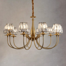 American-Style Crystal Chandelier, All-Copper, Light Luxury Living Room Lamp, Post-Modern, Elegant Dining Room and Bedroom Lighting, Direct Sales from Zhongshan Manufacturer