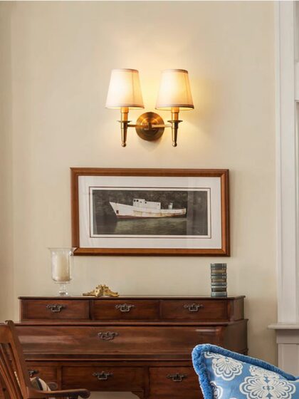 All-Copper Wall Lamp, American Retro Style, Tv Wall, Corridor, European Style, Master Bedroom, Bedside Lamp, Zhongshan Manufacturer Direct Sales
