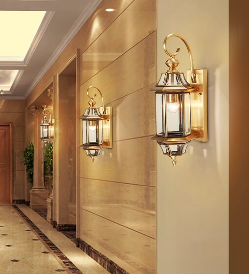 All-Copper Wall Lamp, American Country-Style Retro European-Style Lighting, Nordic Balcony Outdoor Lighting, Direct Sales from Guangdong Zhongshan Manufacturer