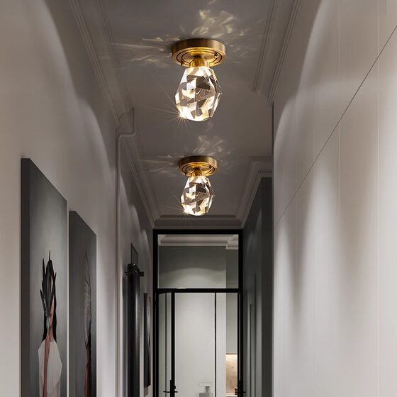 Crystal Ceiling Light, Light Luxury Corridor and Hallway Light, Balcony Home Foyer Entrance Lighting Fixtures, Direct Sales from Zhongshan Manufacturer