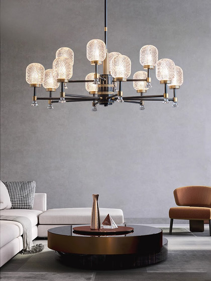 Light Luxury Chandelier for Living Room, All-Copper, New Chinese Style, Modern Minimalist Dining Room, Post-Modern Nordic Lighting, Direct Sales from Zhongshan Manufacturer