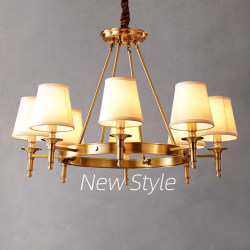 All-Copper Chandelier American Country Living Room Lamp Dining Room Bedroom Lamp Internet Celebrity Light Luxury Guangdong Zhongshan Lamps Factory Direct Sale