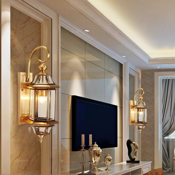 All-Copper Wall Lamp, American Country-Style Retro European-Style Lighting, Nordic Balcony Outdoor Lighting, Direct Sales from Guangdong Zhongshan Manufacturer