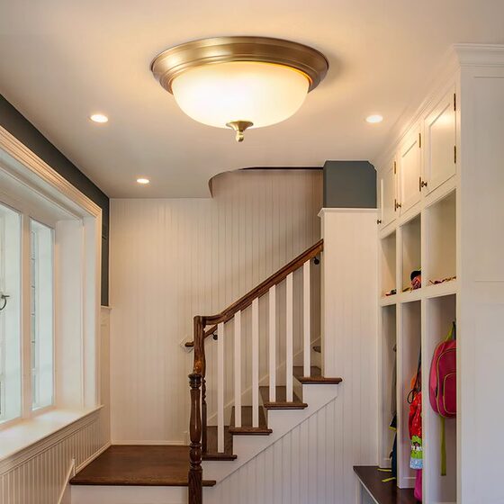 All-Copper Ceiling Light, American Retro Country Style, Light Luxury for Balcony, Study, Master Bedroom Lighting, Direct Sales from Guangdong Zhongshan Manufacturer