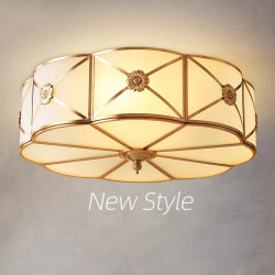 American-Style All-Copper Bedroom Ceiling Light, Round, for Living Room, Modern Minimalist, Suitable for Room, Hallway, Study, Direct Sales from Zhongshan Manufacturer