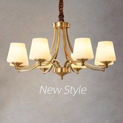 American All-Copper Chandelier, Country Living Room Lamp, Modern Restaurant Bedroom Lamp, Nordic Light Luxury Lamp, Zhongshan Factory Direct Sale