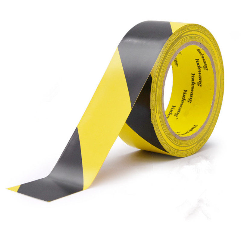 Black yellow warning adhesive tape Colour pvc ground label waterproof and abrasion resistant floor guard Isolation yellow black zebra adhesive tape