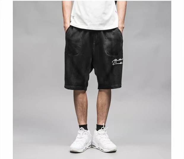 Số 7 Vũ trụ Mùa hè gốc Mỹ Bản gốc Retro Chữ thêu Công cụ thêu Túi lớn Quần short năm điểm Thủy triều Nam