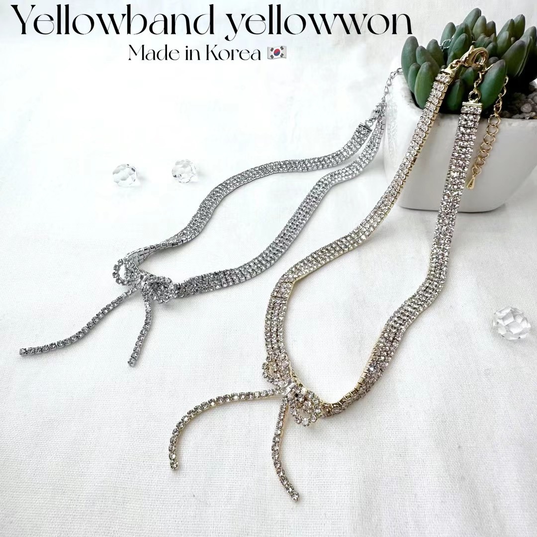 South Korea Imports East Gate Yellowwon Delicacy Advanced Senses Full Drill Crystal Butterfly Knot Necklace Neck Chain Fashion-Taobao