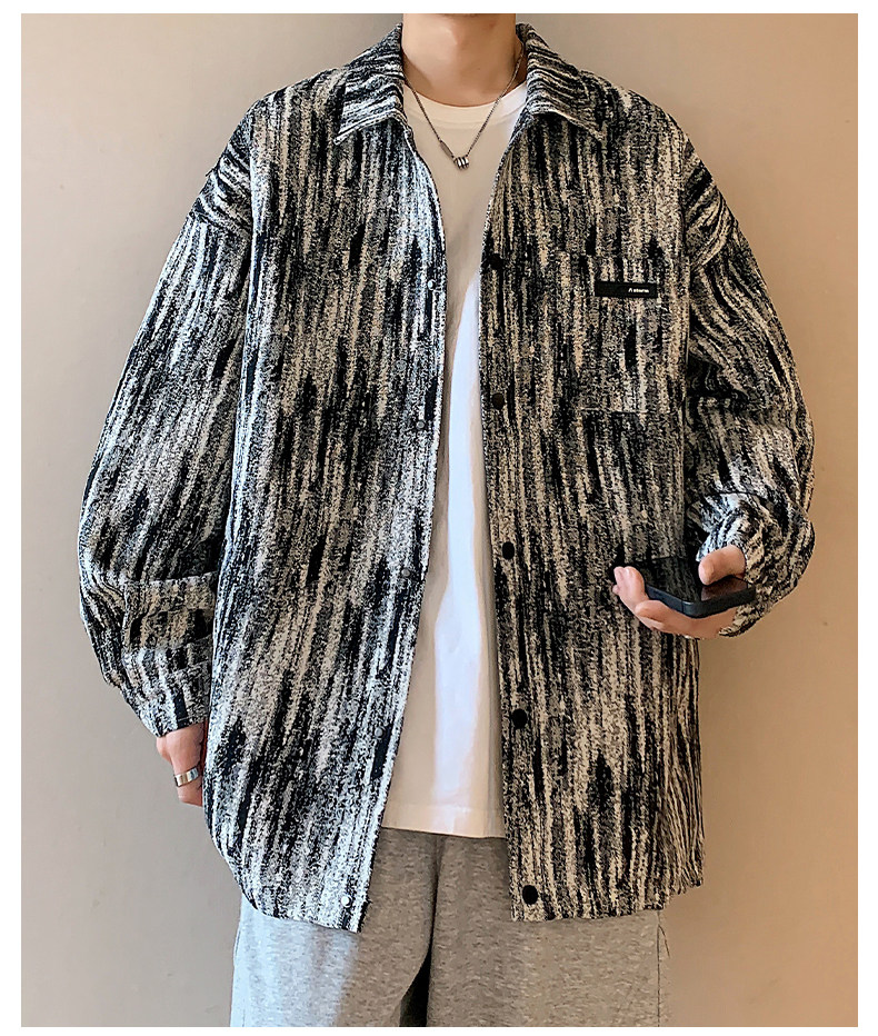 Джинсовая рубашка 牛仔衬衫男春秋季2025新款小香风上衣服潮牌青少年高级感夹克外套