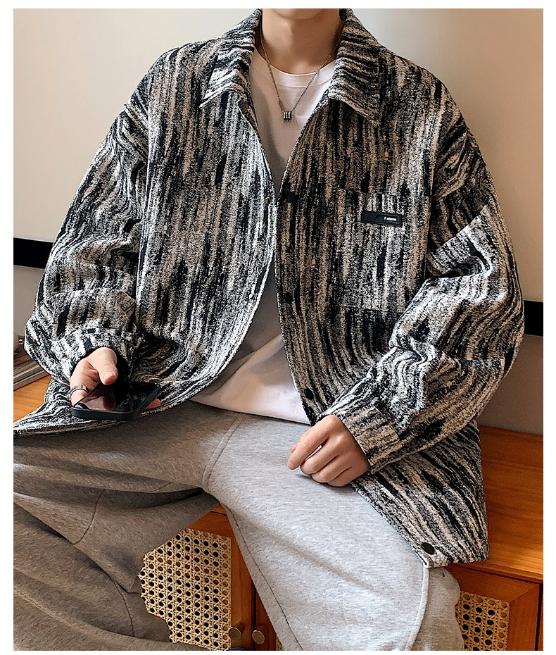 Джинсовая рубашка 牛仔衬衫男春秋季2025新款小香风上衣服潮牌青少年高级感夹克外套